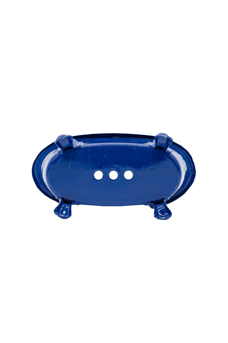 Blue Enamel Bathtub Soap Dish Planter Metal, Alternate, color, Blue