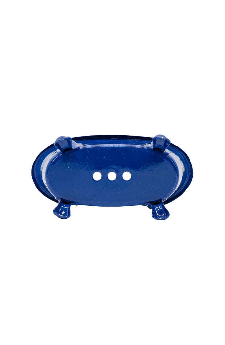 Foreside Home and Garden Blue Enamel Bathtub Soap Dish Planter Metal, Alternate, color, Blue