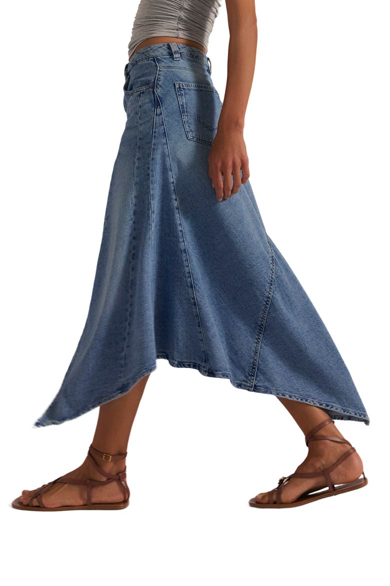 Aquarius Handkerchief Denim Skirt, Alternate, color, FREE SPIRIT