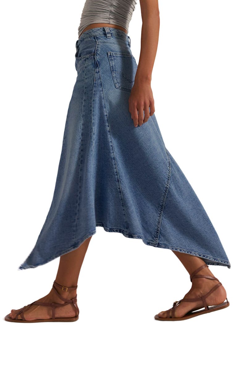 Free People Aquarius Handkerchief Denim Skirt, Alternate, color, Free Spirit