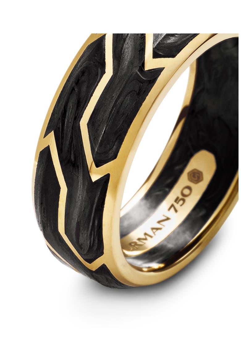 Forged Carbon Band Ring in 18K Gold, 8.5mm, Alternate, color, FORGED CARBON