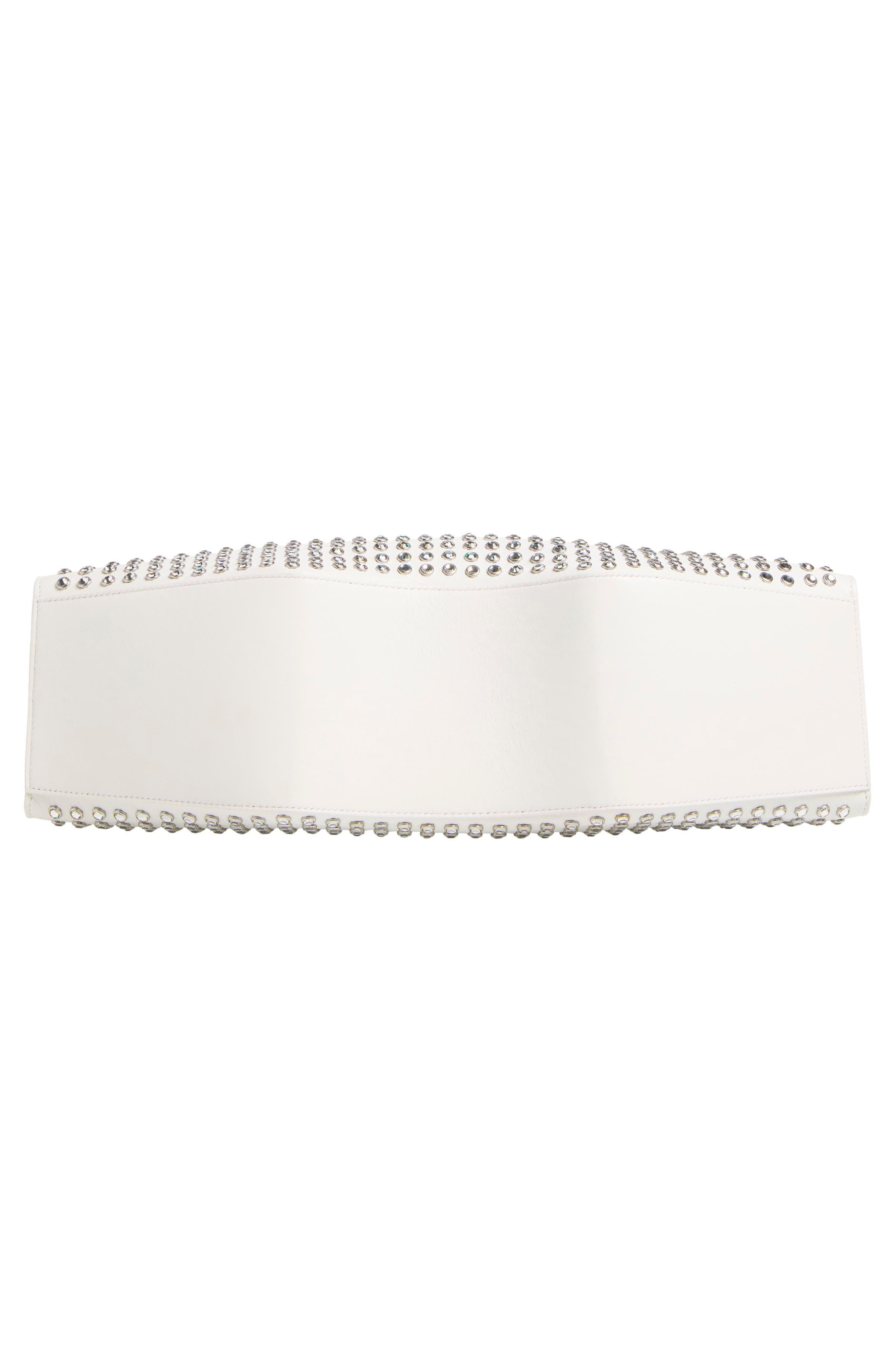 Manta Crystal Studded Leather Shoulder Bag, Alternate, color, WHITE/ SILVER