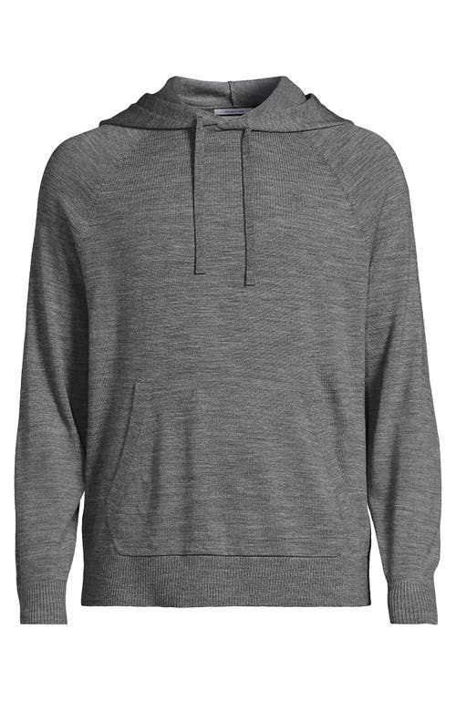 Lands' End Long Sleeve Washable Merino Pullover Hoodie In Gray