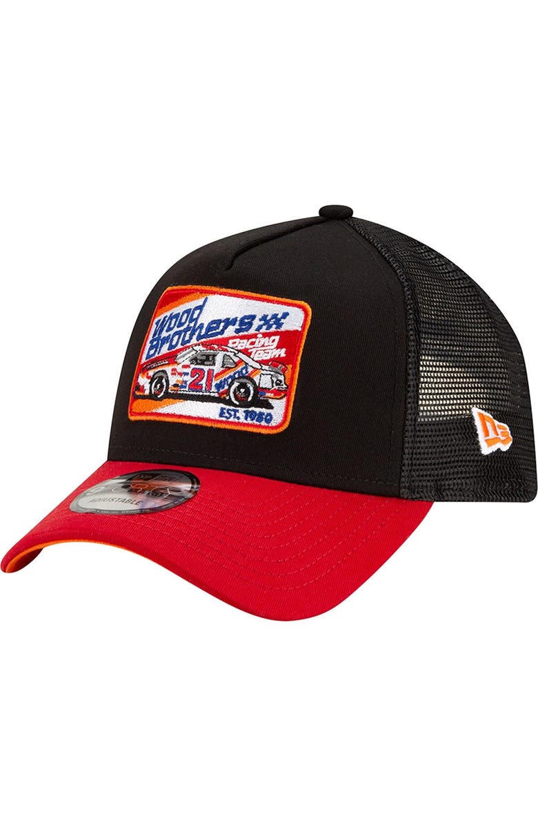 New Era Men's New Era Black Wood Brothers Racing Legends A-Frame 9FORTY Snapback Hat, Main, color, 