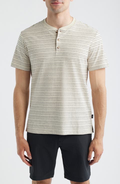 Pinstripe Cotton & Linen Henley