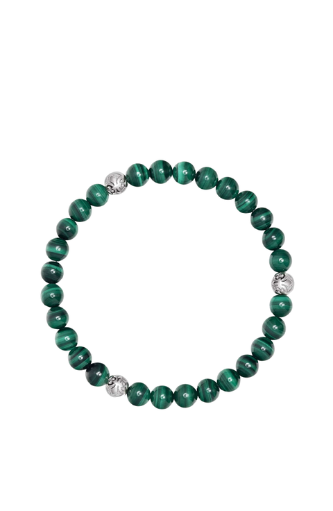 Green Malachite Silver Ball Bracelet