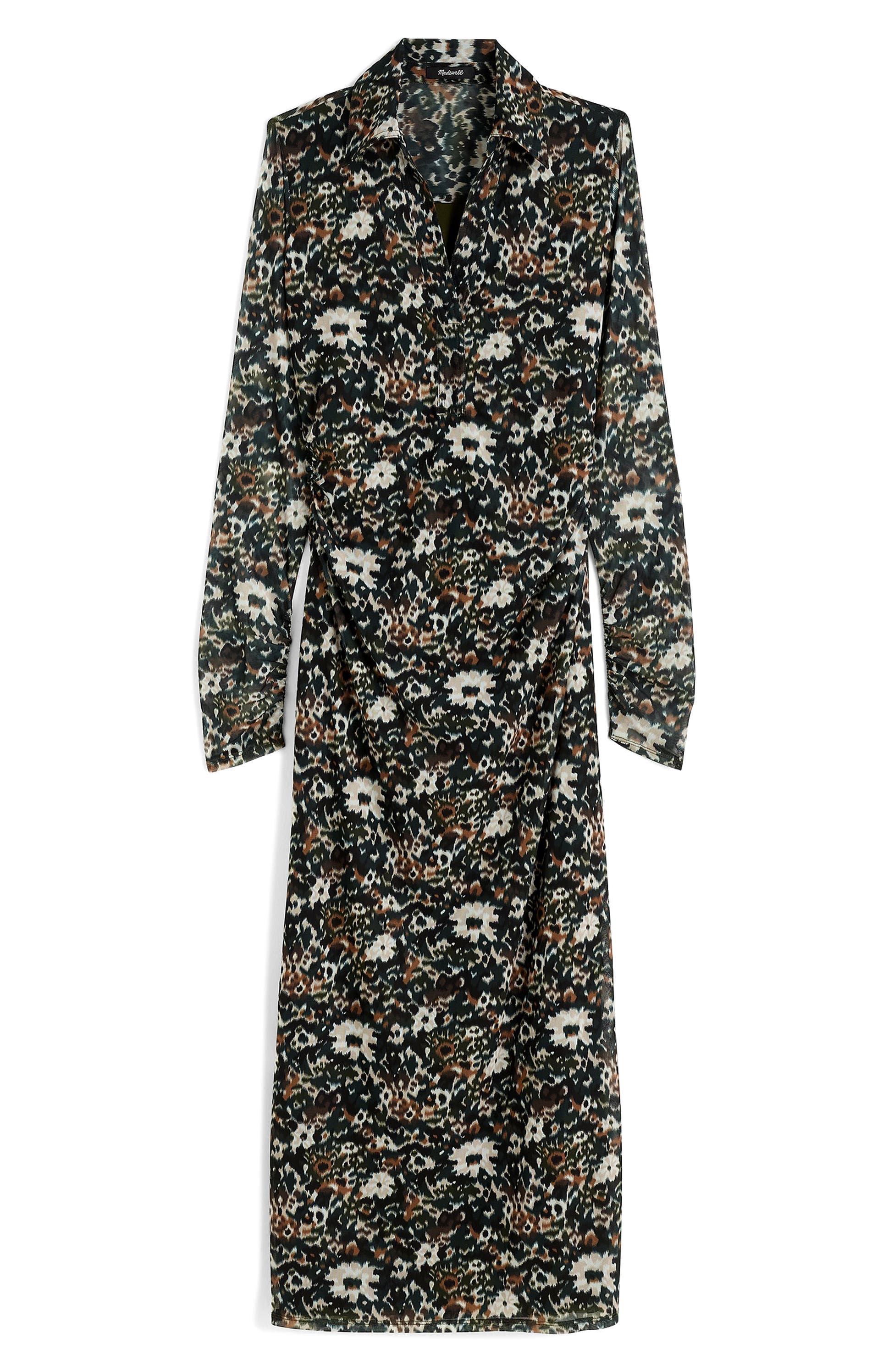 Floral Long Sleeve Polo Midi Dress