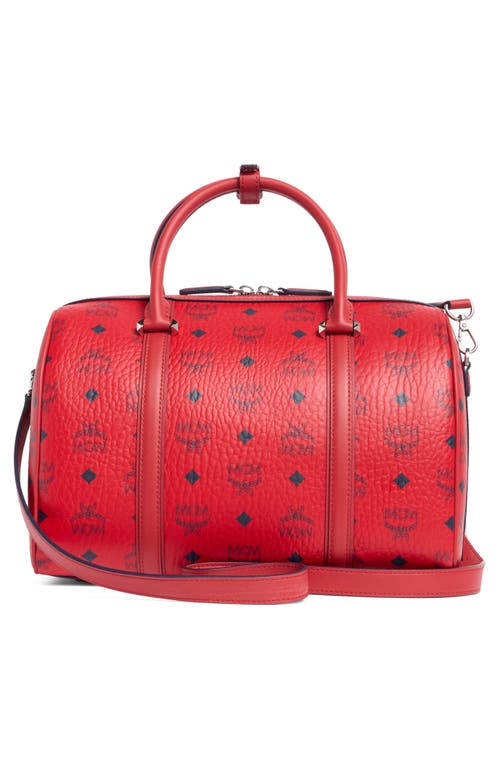 Mcm Aren Visetos Monogram Satchel Bag In Candy Red