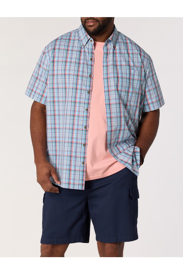 Big & Tall Easy-Care Medium Plaid Sport Shirt V8, Alternate, color, BLUE MULTI