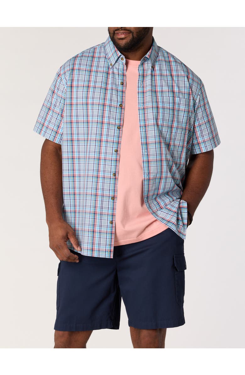 Harbor Bay by DXL Big & Tall Easy-Care Medium Plaid Sport Shirt V8, Alternate, color, Blue Multi