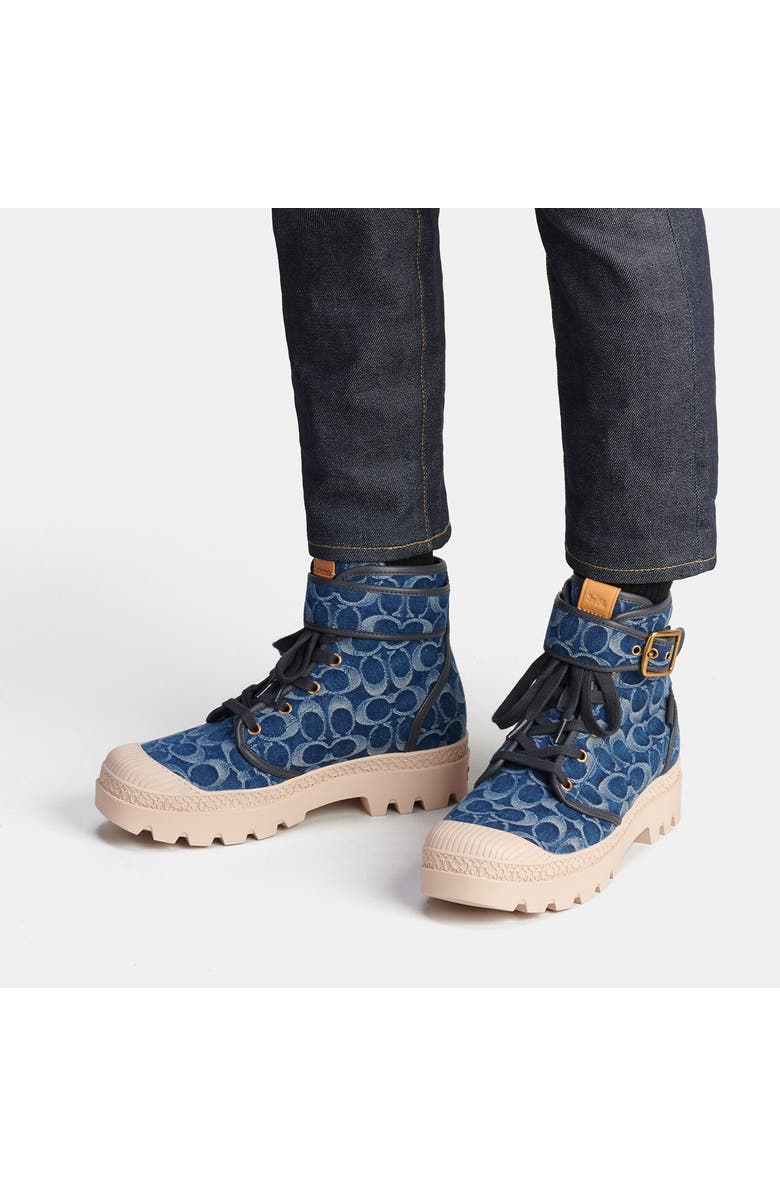 COACH Trooper Denim Combat Boot, Alternate, color,