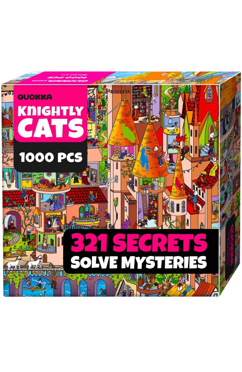 Quokka 1000 Piece Jigsaw Puzzle for Adults - Galactic Tails, Cruise Vistas & Knightly Cats, Main, color, Knighty Cats