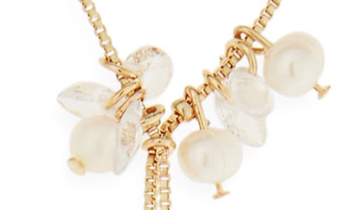 Nordstrom Rack Floating Cubic Zirconia & Faux Pearl Lariat Necklace In Multi