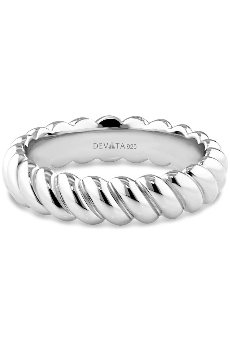 Rope Band Ring in Rhodium Plated Sterling Silver, Main, color, Silver