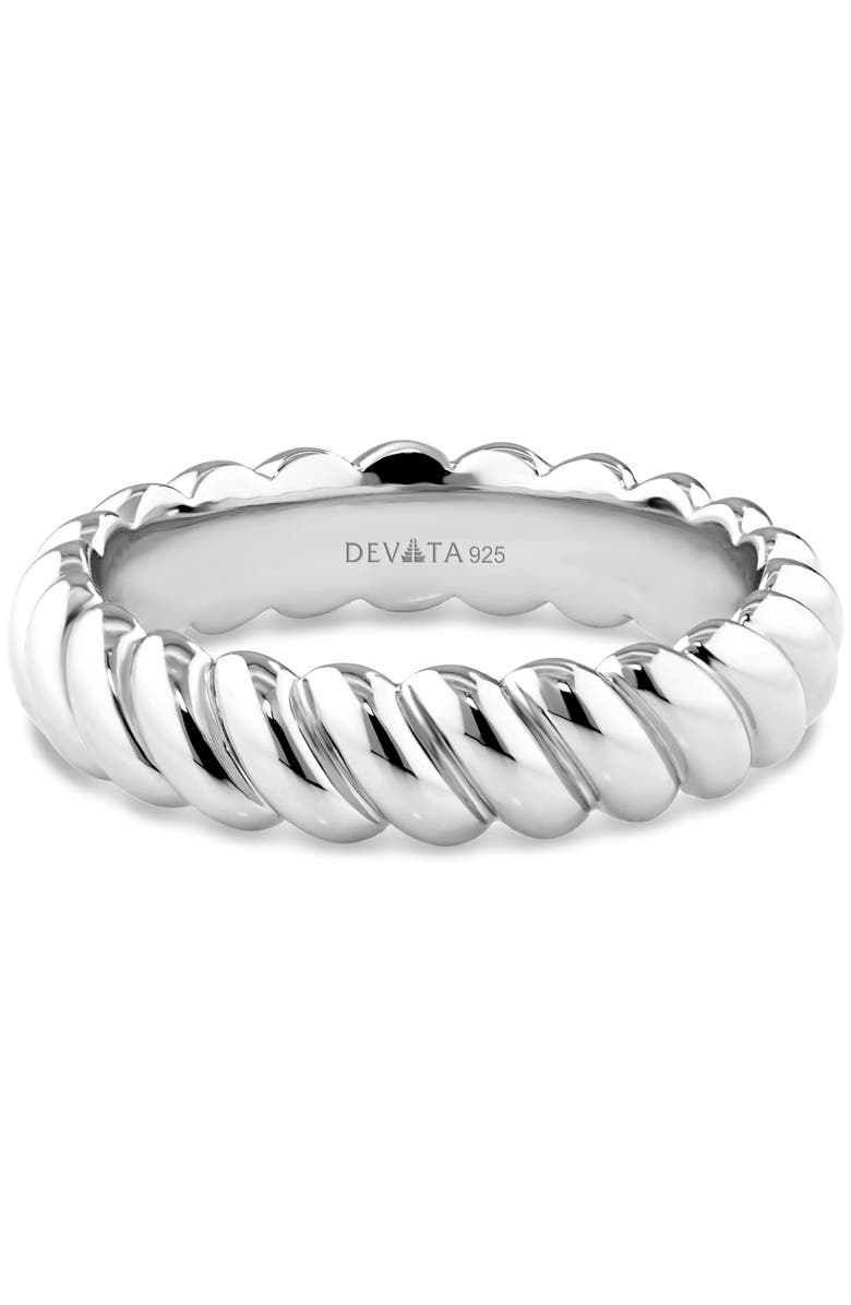 DEVATA Rope Band Ring in Rhodium Plated Sterling Silver, Main, color, Silver
