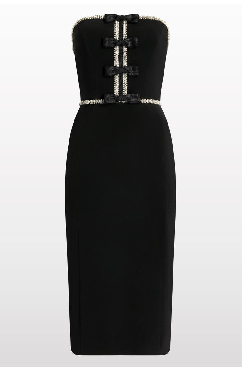 Jenny Packham Odette Bow Embellished Midi Dress, Main, color, Liquorice