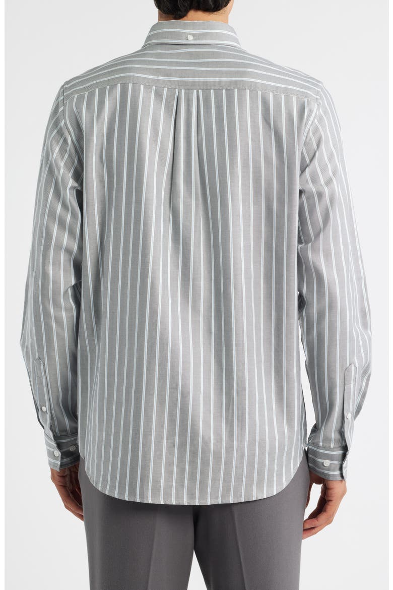 Konrad Stripe Cotton Button-Down Shirt, Alternate, color, ASPHALT