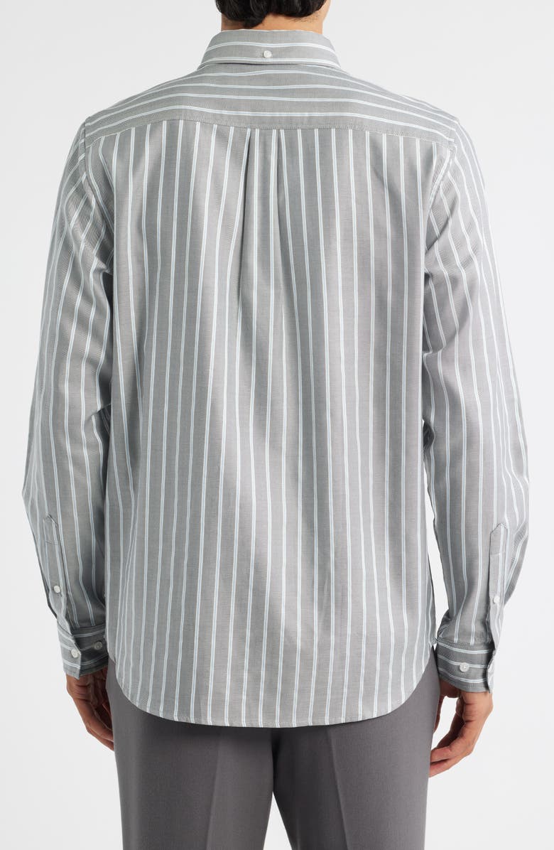 Les Deux Konrad Stripe Cotton Button-Down Shirt, Alternate, color, Asphalt