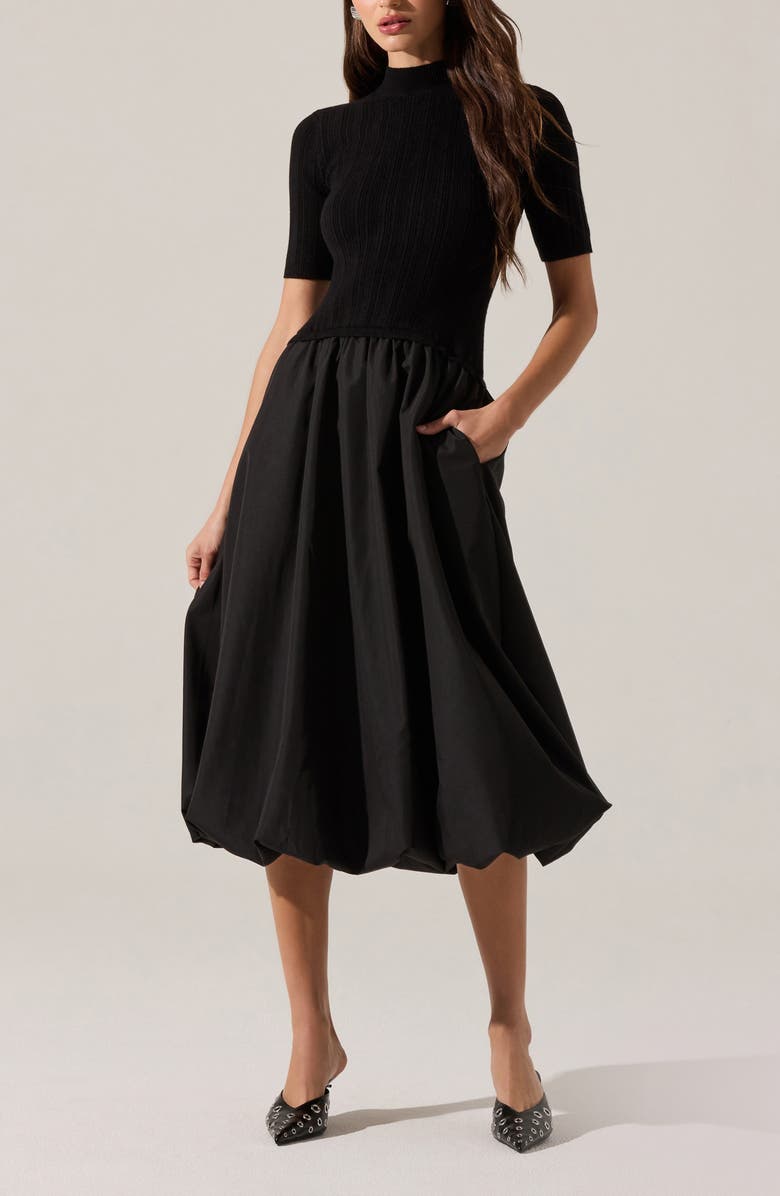 ASTR the Label Carerlion Mixed Media Bubble Hem Dress, Main, color, 