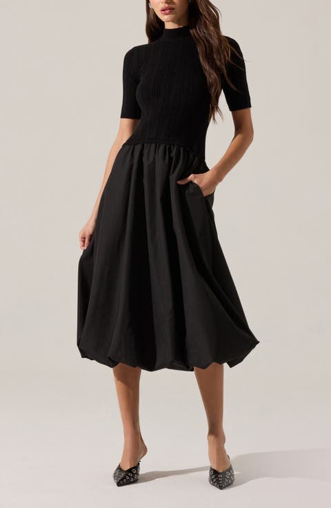 Carerlion Mixed Media Bubble Hem Dress