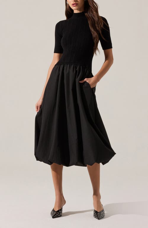 Astr The Label Carerlion Mixed Media Bubble Hem Dress In Black