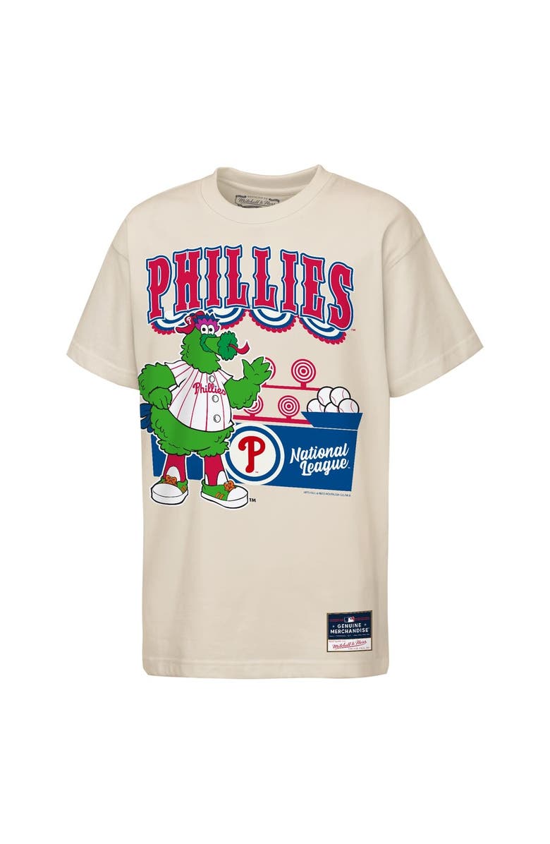 Mitchell & Ness Youth Mitchell & Ness Cream Philadelphia Phillies Step Back Up Mascot T-Shirt, Main, color, Cream