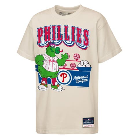 Youth Mitchell & Ness  Cream Philadelphia Phillies Step Back Up Mascot T-Shirt