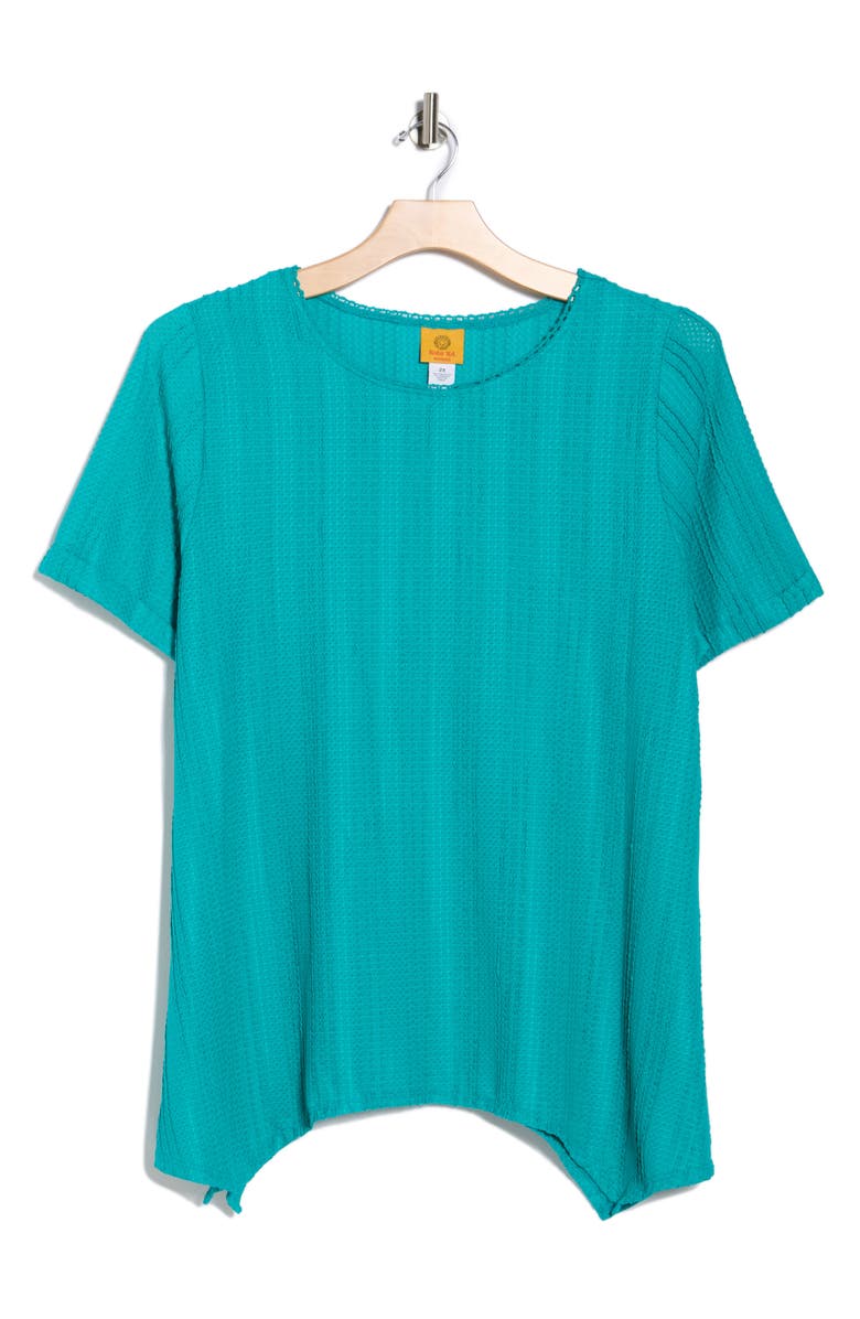 RUBY RD Short Sleeve Textured Knit Top, Alternate, color, Turquoise