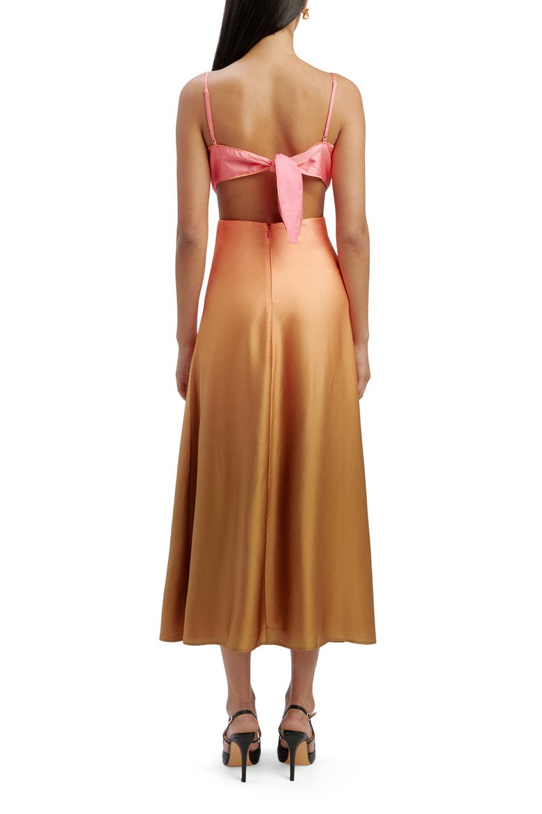 Karlotta Ombré Cutout Satin Maxi Slipdress, Alternate, color, PINK OMBRE
