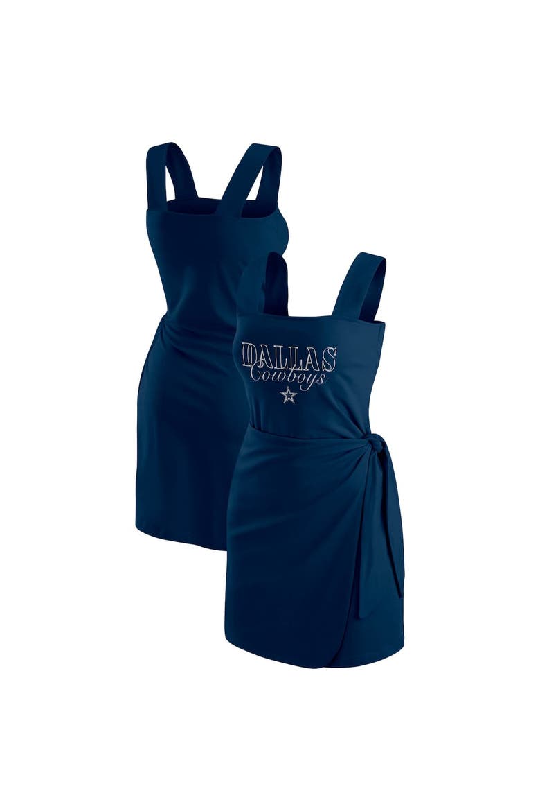 Women's WEAR by Erin Andrews  Navy Dallas Cowboys Wrap Dress, Alternate, color, Navy