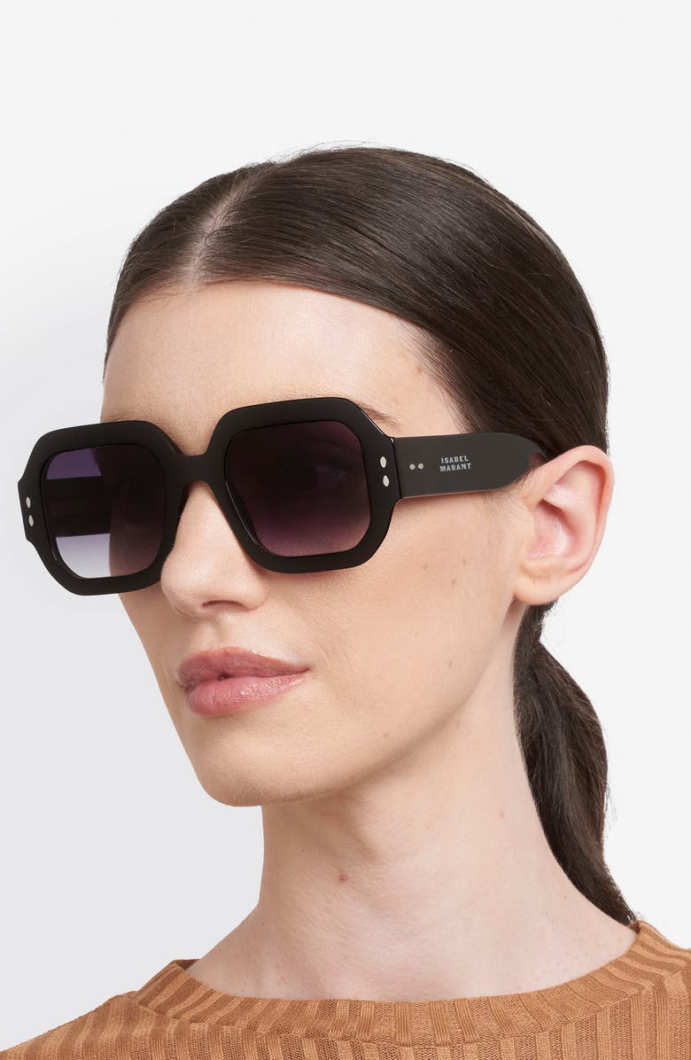Isabel Marant 51mm Square Sunglasses, Alternate, color, Black/ Dark Grey Sf
