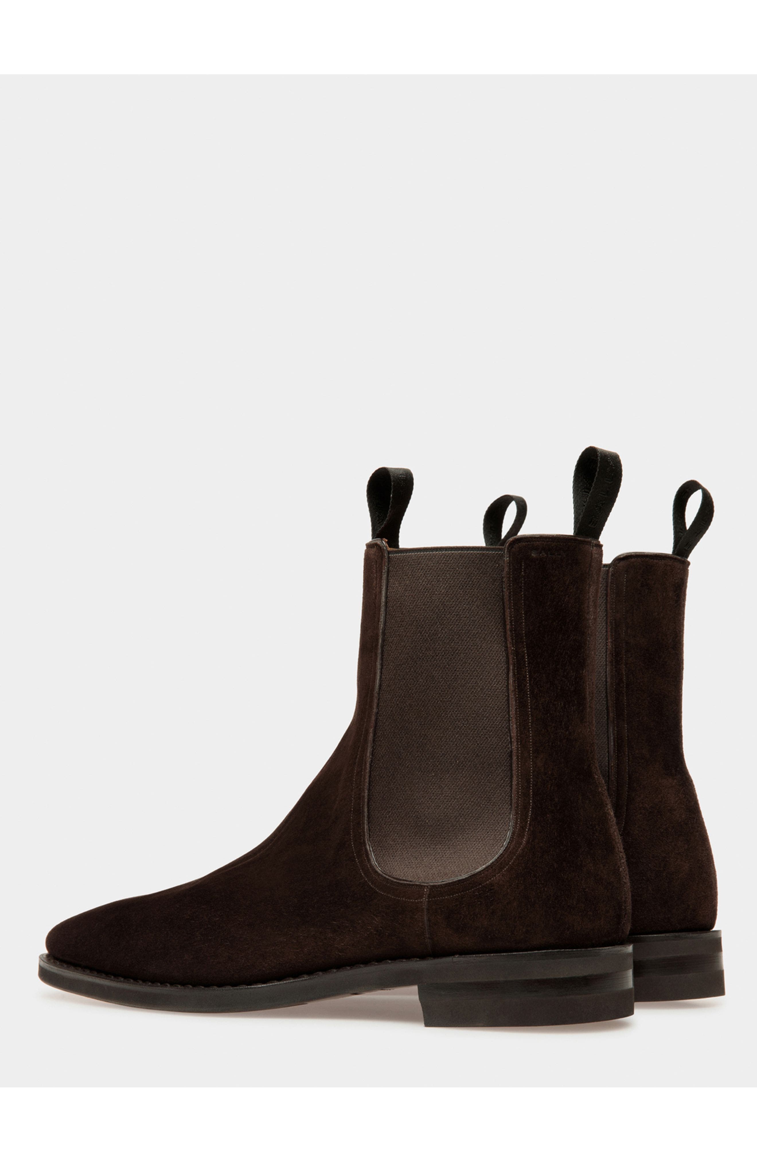 Bally Scribe Booties In Suede, Alternate, color, Ebano 21