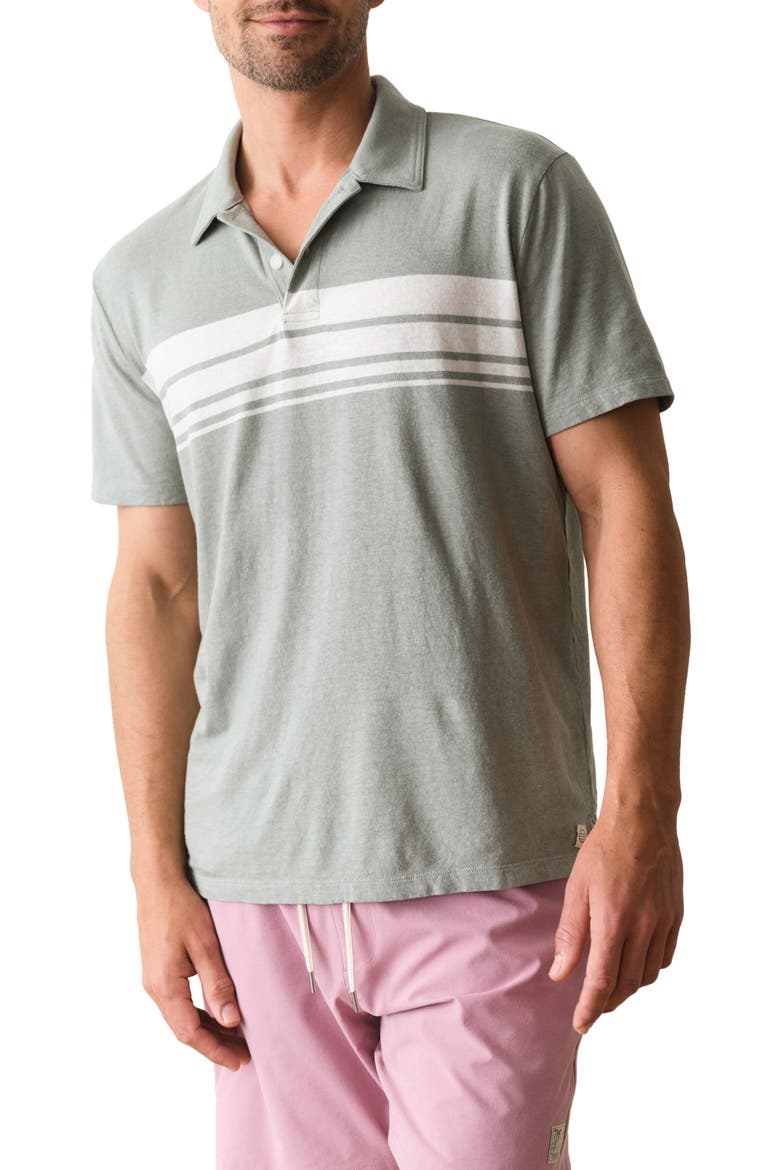 Stripe Hemp & Cotton Resort Polo, Main, color, ICEBERG GREEN/ WHITE STRIPE