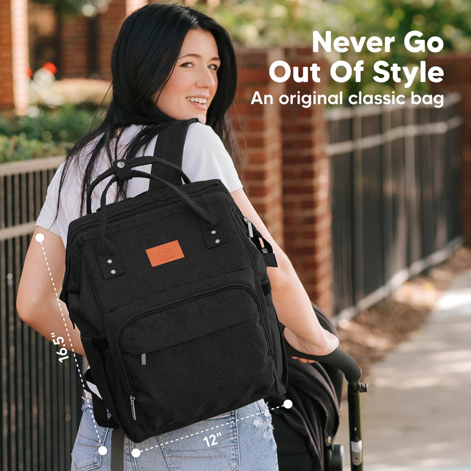 KeaBabies Original Diaper Bag, Alternate, color, Trendy Black