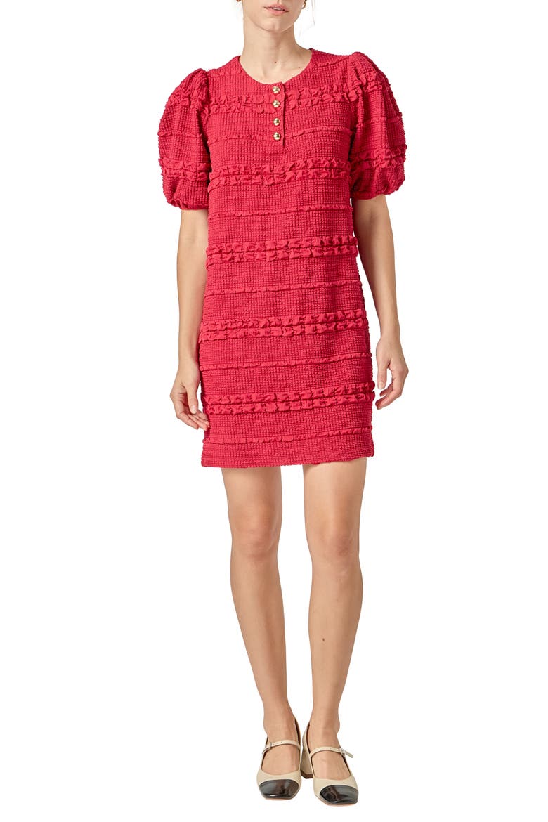 Smocked Minidress, Main, color, BURGUNDY