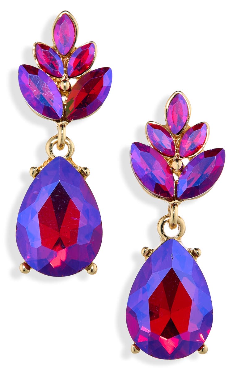 Cara Leaf Drop Earrings, Main, color, Fuchsia
