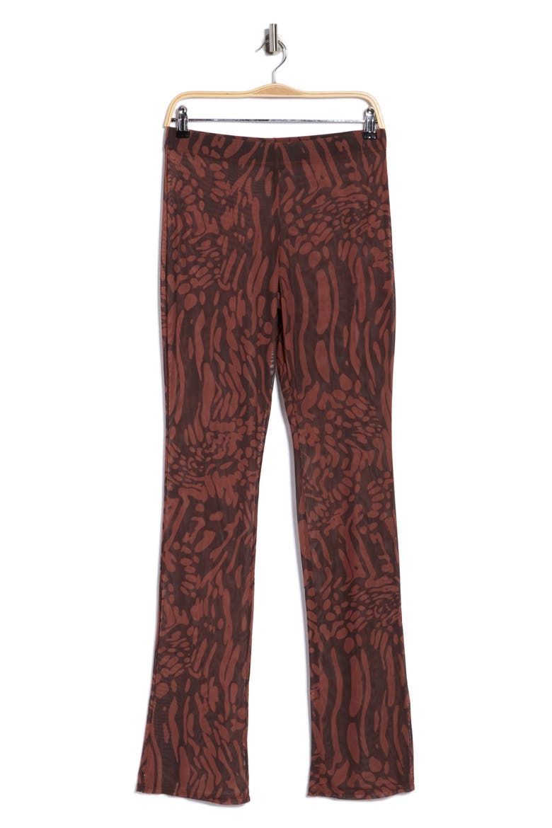 Animal Print Sheer Mesh Micro Bootcut Pants, Alternate, color, JAVA WARPED LEOPARD001