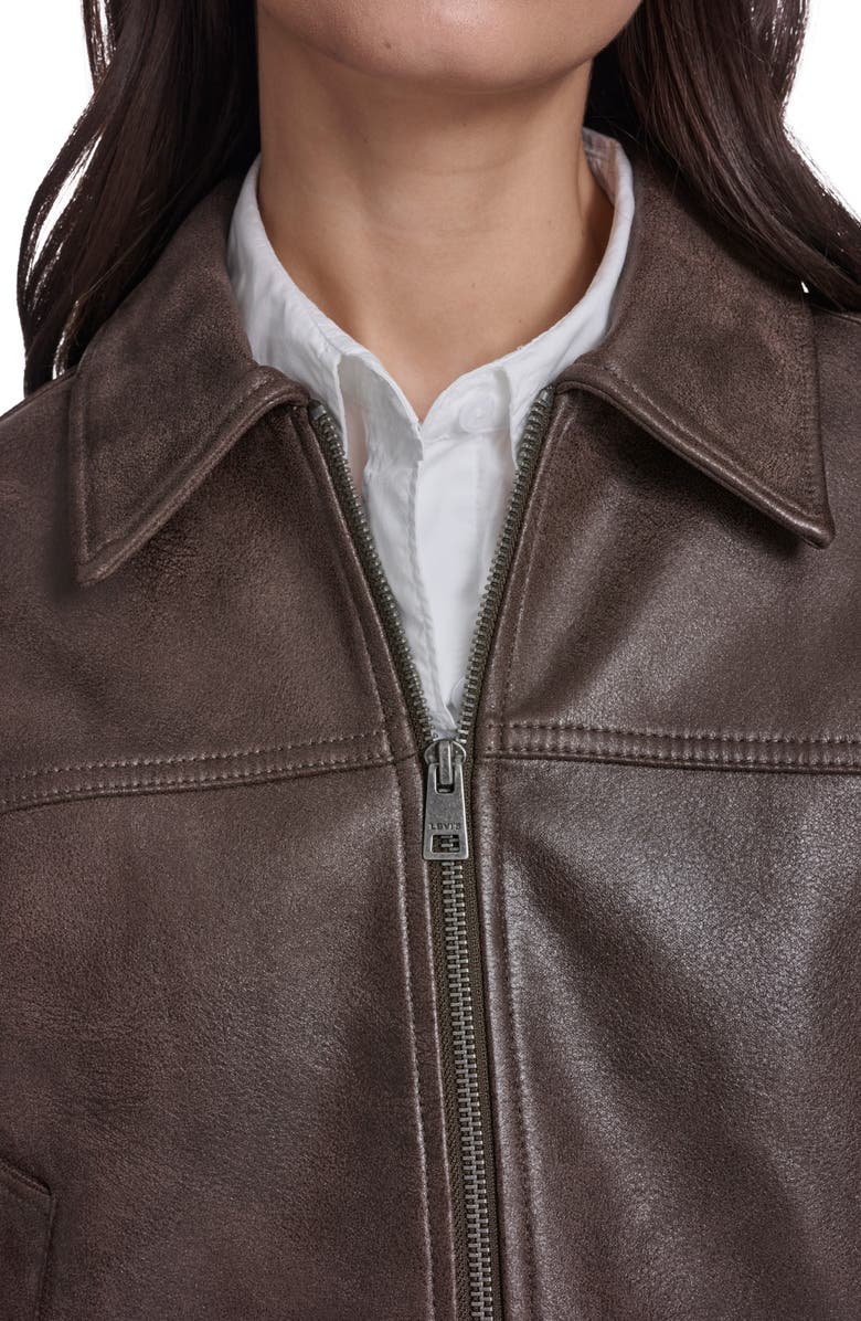 Levi's Faux Leather Zip Jacket, Alternate, color, Dark Brown Faux Suede