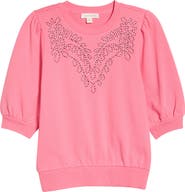 Treasure & Bond Embroidered Puff Sleeve Sweatshirt
