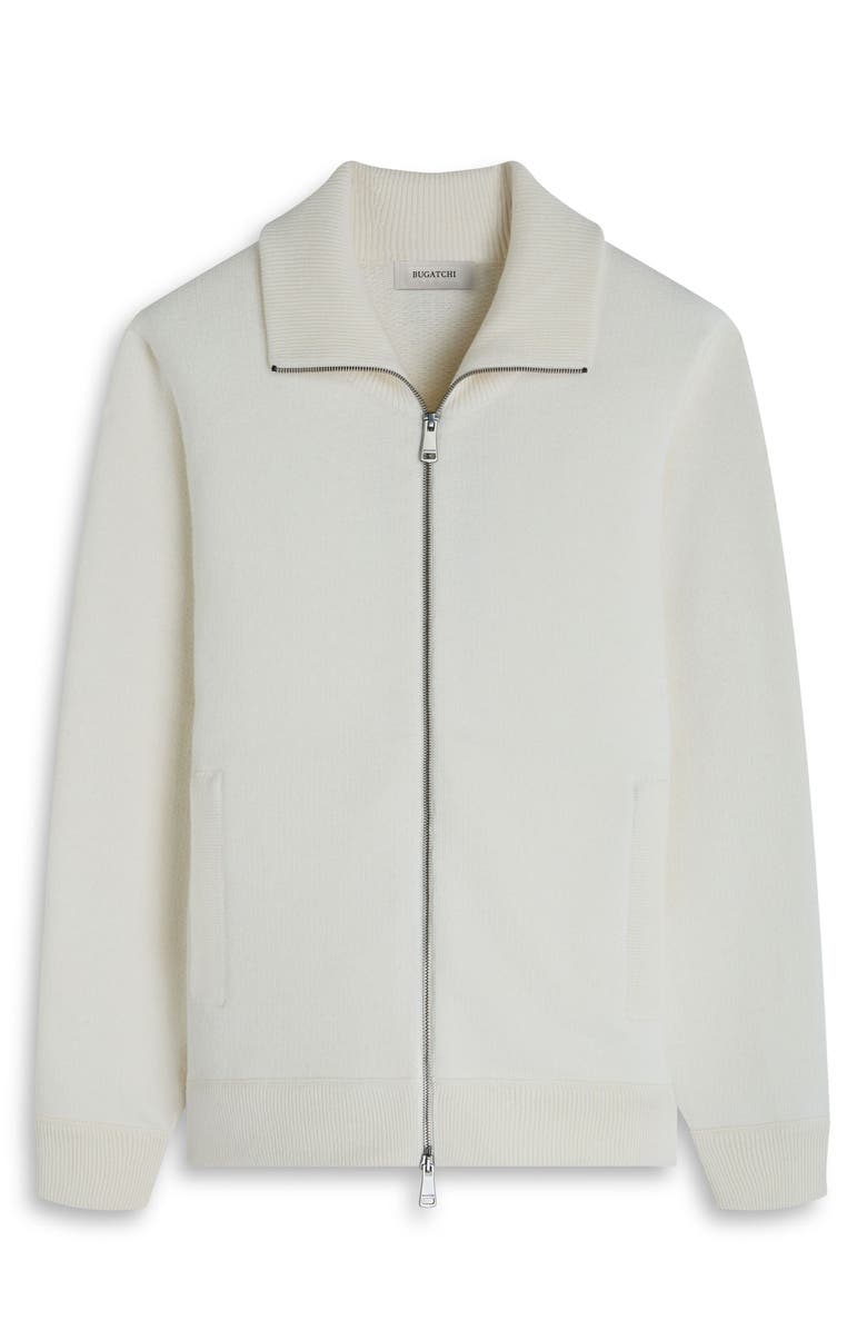 Bugatchi Wool Blend Zip Cardigan, Alternate, color, Chalk