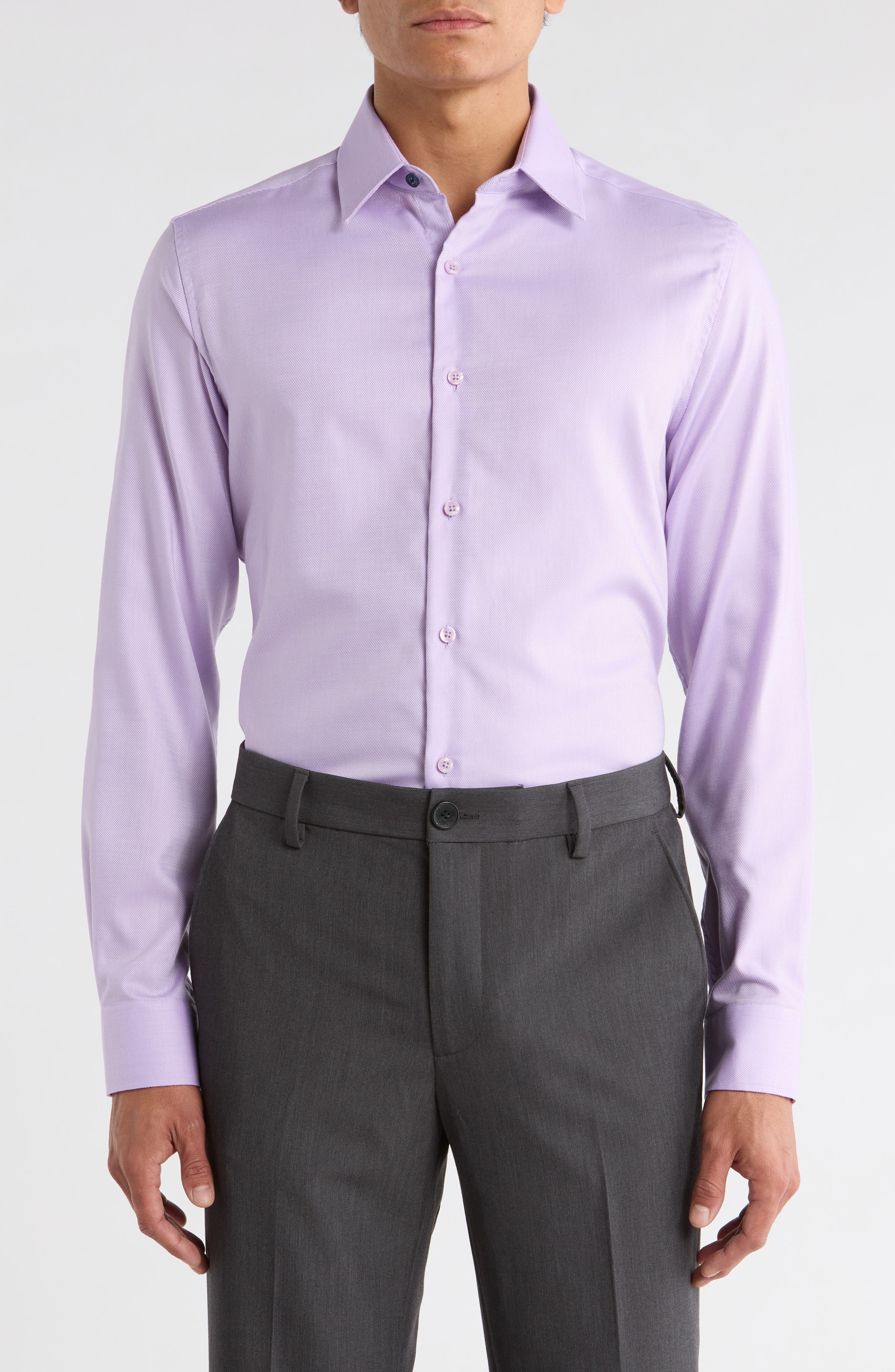Duchamp Slim Fit Textured Stretch Cotton Dress Shirt
