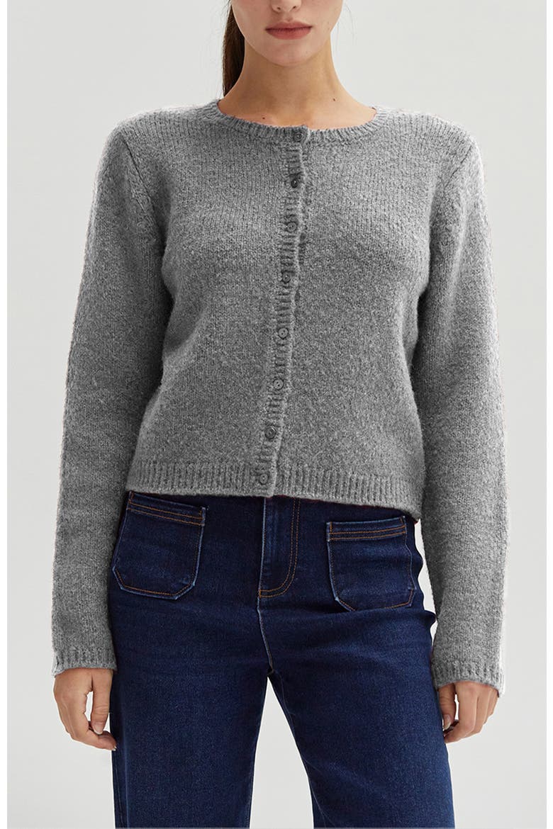 Button Down Cardigan, Main, color, Heather Grey