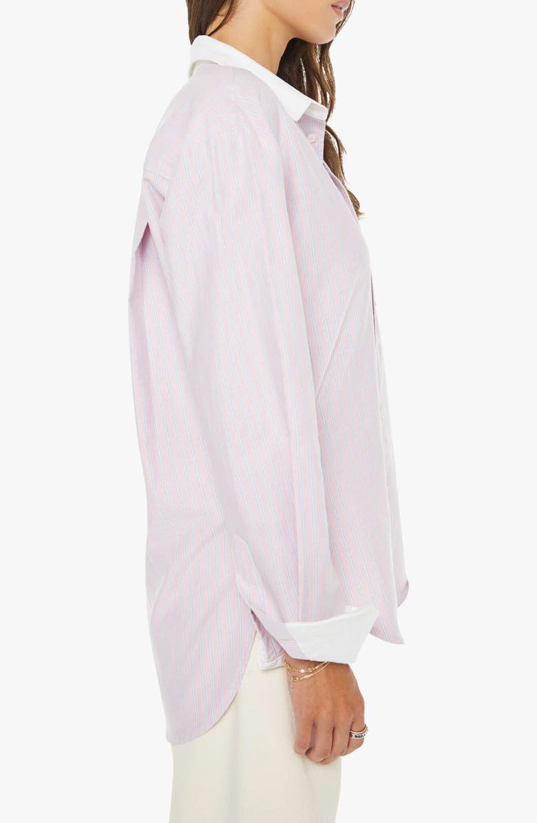 MOTHER The Roomie Frenchie Pinstripe Cotton Button-Up Top, Alternate, color, Julienne Cut