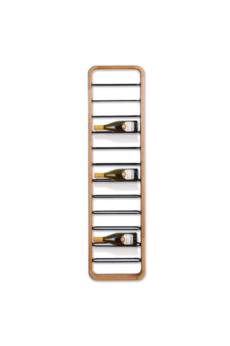 Hoxton 12-Bottle Wall Bottle Rack Display 59", Main, color, Brown
