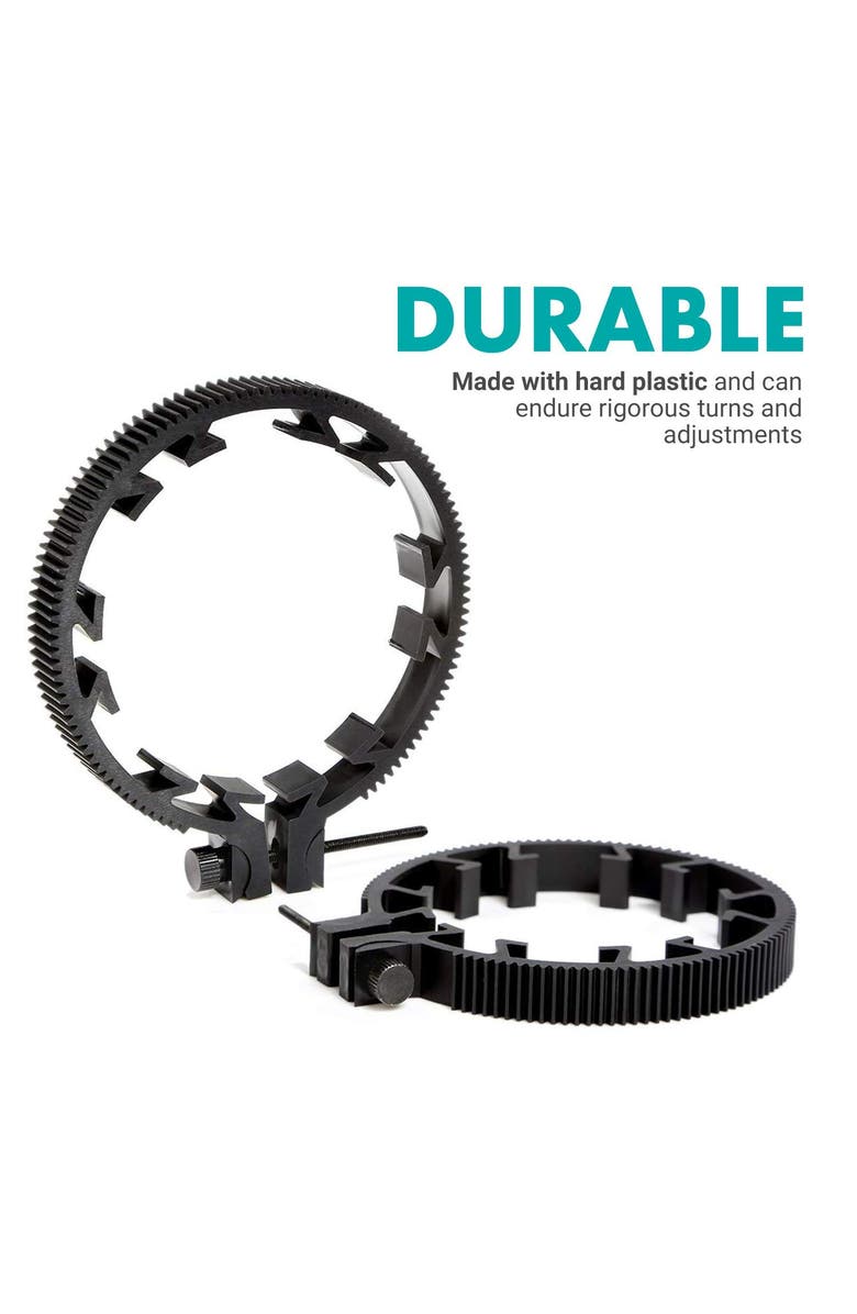 MOVO FR3 Adjustable 3-Piece Follow Focus Ring Gear Set - Includes 65mm, 75mm and 85mm Lens Rings, Alternate, color, Black