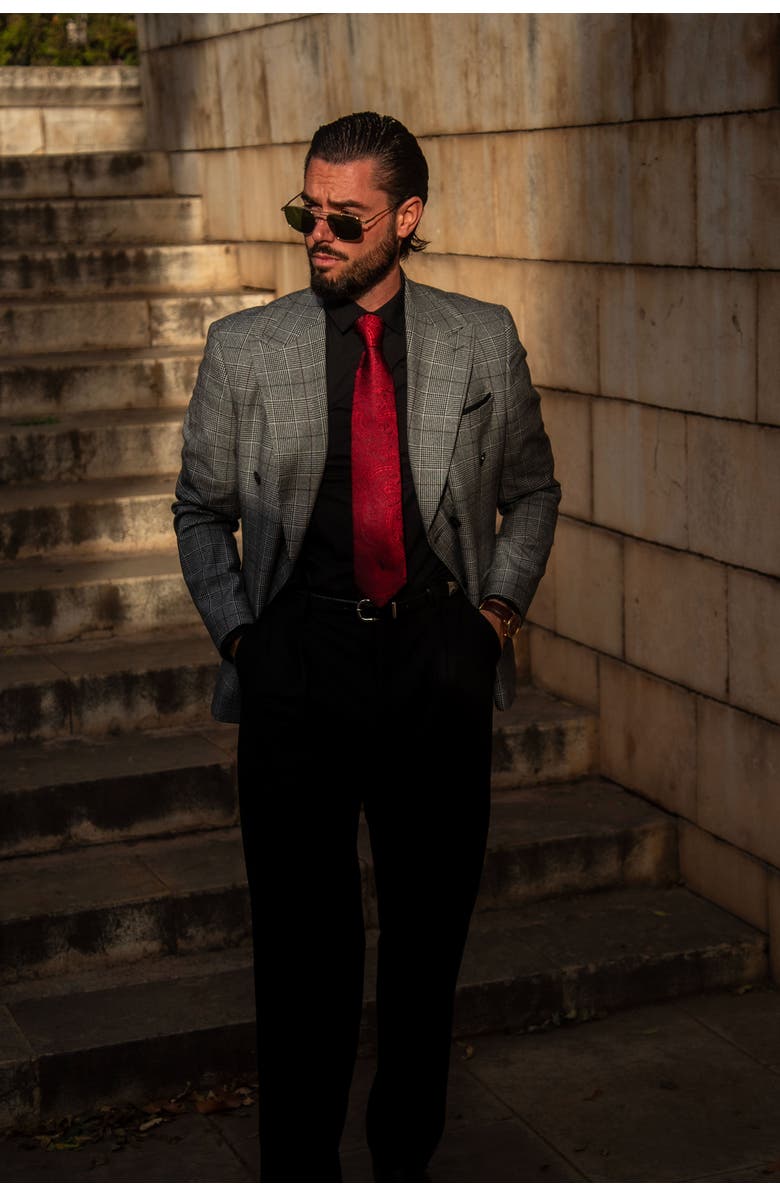 Elizabetta Vienna - Silk Jacquard Tie for Men, Alternate, color, Burgundy