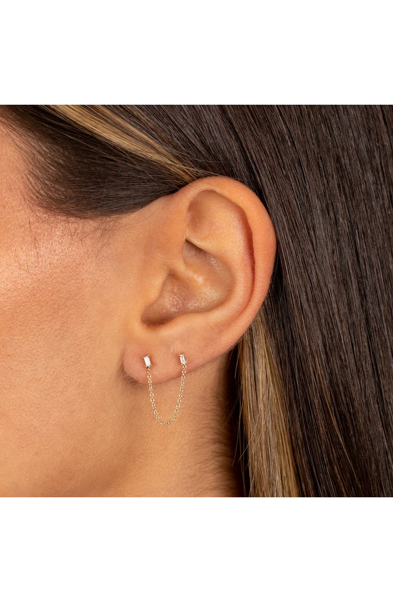 BY ADINA EDEN Diamond Double Baguette Chain Stud Earring 14K, Alternate, color, 14K Gold