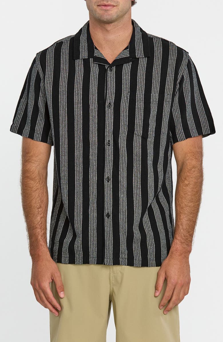 Quiksilver Nightfall Island Camp Shirt, Main, color, Black