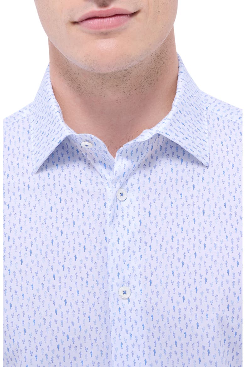 Miles OoohCotton® Cactus Print Short Sleeve Button-Up Shirt, Alternate, color, WHITE