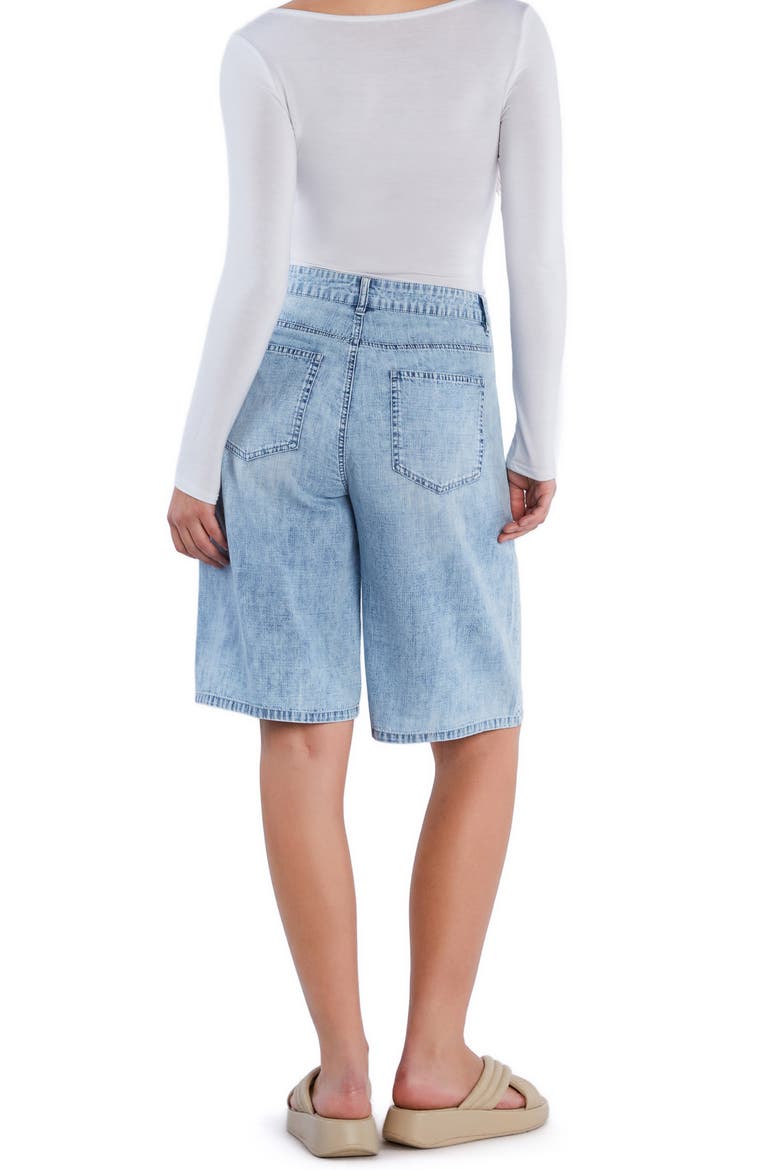 Chill Pleated Mid Rise Denim Bermuda Shorts, Alternate, color, LAKE HAVASU